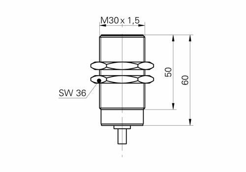 IWRM 30I9501 电感式测距传感器的尺寸图