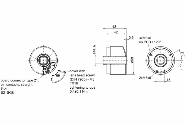 ITD21H01 增量式编码器的尺寸图